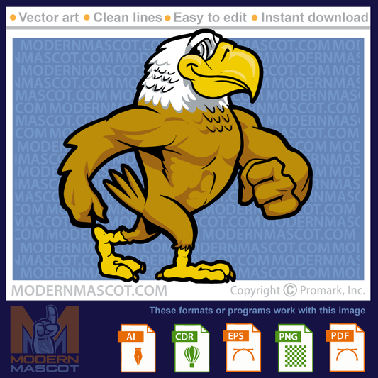 Strutting eagle mascot for teams, schools or sports