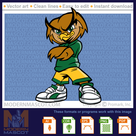 Owl mascot clipart for teams, sports or schools