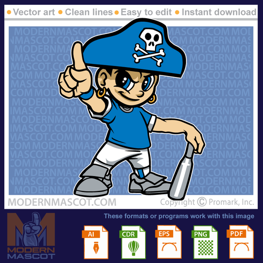 Pirate baseball clipart for teams, schools or sports