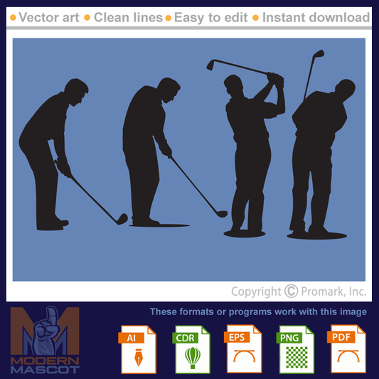 Four Golfer Silhouettes - golf_22_07