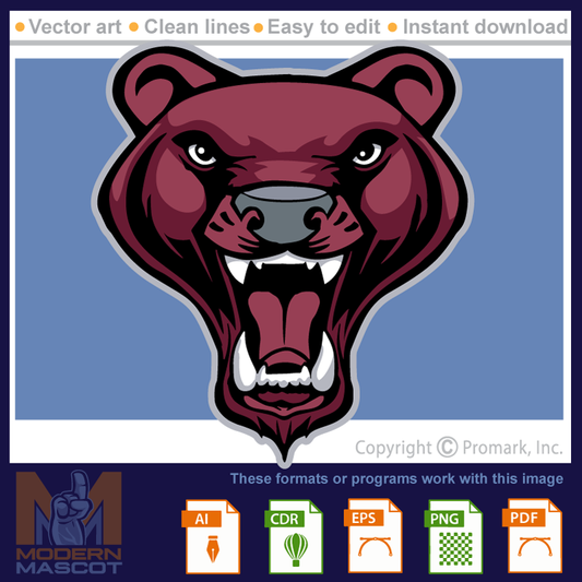 Mean Bear Head front- bear_09_22