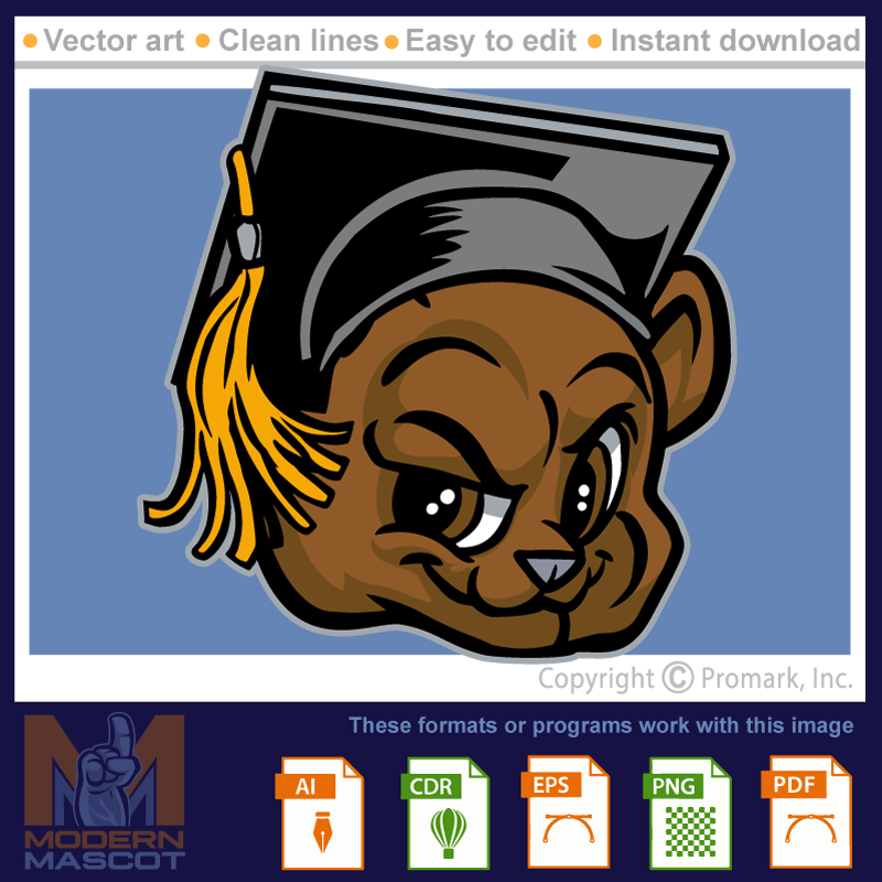 Bear graduate - bear_22_grad_01 – Modern Mascot and Team Logos